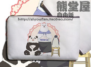 白熊咖啡馆企鹅咖啡厅熊猫手拿包帆布包笔袋零钱手机包收纳袋子