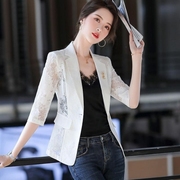 薄款蕾丝西装外套女2020夏季韩版气质修身百搭短款小个子休闲