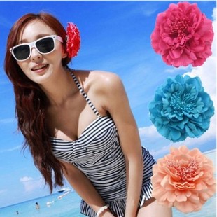 波西米亚太阳帽大牡丹花，仿真头花头饰，女士夏季沙滩旅游日常出行