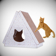瓦楞纸猫窝猫纸箱猫屋纸盒纸板，房子三角形猫抓板宠物猫咪用品家具