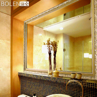 bolen银镜浴室镜子壁挂卫生间，镜子欧式实木，卫浴镜洗手间镜子