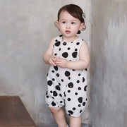 韩国婴儿衣服进口童装夏季凉爽男童女宝宝波点坎肩无袖连体衣