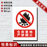 仓库重地严禁烟火标志牌标示安全贴纸警示标识PVC