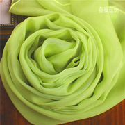 100%桑蚕丝韩国春秋冬季真丝，丝巾清新气质，女长款围巾黄绿色(黄绿色)