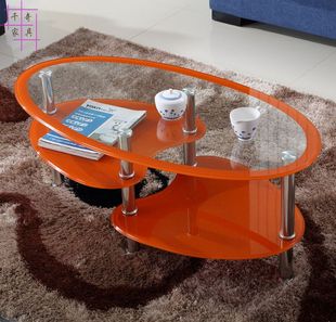 定制椭圆形茶桌创意钢化玻璃茶几简约小户型现代客厅钢琴烤漆