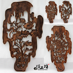 东阳木雕挂件 香樟木头雕刻画工艺品中式客厅墙壁背景实木质艺术