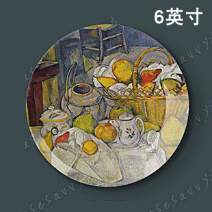 6英寸塞尚油画装饰盘子墙，欧式美式餐厅背景墙壁饰，挂盘陶瓷盘摆件