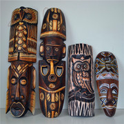 泰国实木雕非洲面具装饰东南亚挂饰品挂件，墙上酒吧创意手工绘壁饰