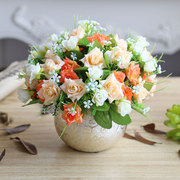 小玫瑰客厅餐桌花瓶仿真花套装假花绢花家居，装饰花艺盆栽摆设摆件