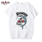 秀洛大鲨鱼头短袖拳击手欧美恶搞笑t恤3d图案，创意印花男士t恤衣服