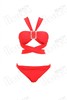 欧美大红色比基尼性感三点式，泳衣女分体小胸大胸聚拢温泉沙滩