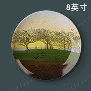 8英寸弗里德里希风景油画装饰盘子墙饰壁挂盘美式乡村陶瓷盘摆件