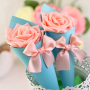 韩式创意甜筒喜糖盒子，玫瑰花喜糖盒，欧式个性小蛋筒糖袋成品