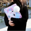 韩国进口jetoy时尚，可爱猫咪a4手拿包甜美女大毛，球文件袋票据包
