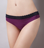 X2-1外贸女丁字裤条纹紫色蕾丝边性感T裤25-28臀围