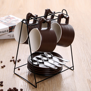 欧美式陶瓷咖啡杯套装 创意简约家用办公用马克茶水杯子带碟勺架