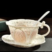 纯手工编织镂空玲珑陶瓷咖啡杯，女士个人隔热旅行均配是中式