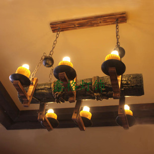 中式复古美式乡村个性创意仿古怀旧树脂吊灯酒吧客厅餐厅酒吧灯具