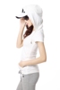 夏季v领上衣女2021修身纯棉，带帽黑色体恤连帽短袖纯白色t恤女