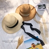 日系小清新文艺蕾丝飘带，大檐草帽子女，夏天韩版可爱出游遮阳沙滩帽