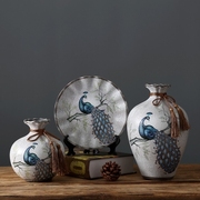 创意欧式陶瓷花瓶三件套干花插花器客厅博古架玄关摆件家居装饰品