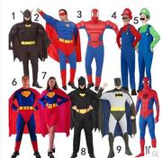 万圣节成人服饰成人超人服装儿童蝙蝠侠衣服蜘蛛侠男女超级玛丽服