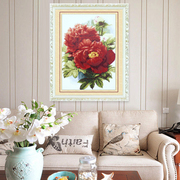 十字绣牡丹图精准印花客厅卧室富贵花卉富贵红牡丹花小幅挂画