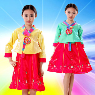 韩国舞蹈民族女童，朝鲜幼儿园表演服装儿童和服演出服