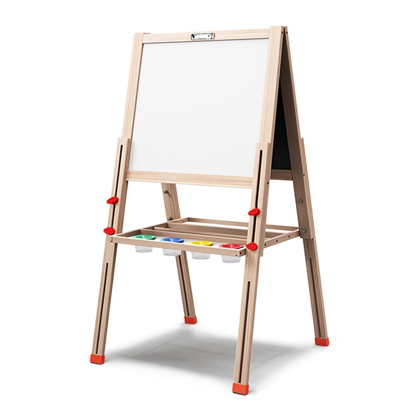 儿童画板木制磁性双面可升降画架支架式，小黑板实木写字板