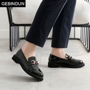 GEBINDU低帮鞋春季韩版单鞋女平跟皮鞋厚底一脚蹬休闲单女g