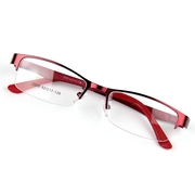 超轻女士时尚半框近视眼镜架金属合金眼镜框TR90镜腿 红
