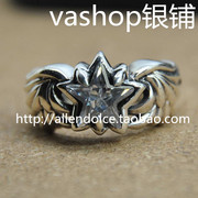 vashop泰国进口 925纯银星星之翼镶宝石戒指 泰银羽翼五角星指环
