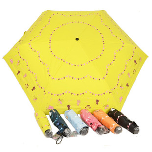 台湾彩虹屋遮阳伞手动晴雨两用黑胶，防紫外线防晒太阳伞三折叠防风