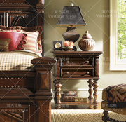 法式复古家具，美式乡村复古家具实木，雕花床头柜