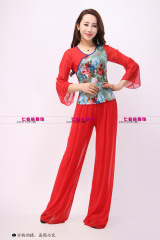 云裳红草莞儿春夏 广场舞服装套装 网纱裙裤短