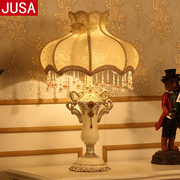 欧式树脂客厅卧室床头装饰台灯 温馨创意结婚婚庆送礼可调光灯具