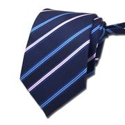 易拉得领带正装男韩版商务7cm职业面试上班蓝色条纹懒人拉链北京