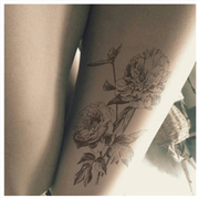 复古手绘鲜花玫瑰印花纹身丝袜