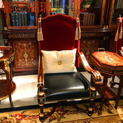 欧式沙发椅子皮布休闲椅亚历山大家具将军椅铜件配饰休闲沙发