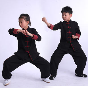 武农儿童太极服亚麻春季 小孩男女少儿表演出武术服太极拳练功服