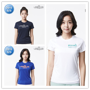 韩国PEGGY&CO/佩吉酷羽毛球服女款字母速干圆领短袖T恤