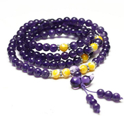 精致美天然紫水晶108颗佛珠手链，紫水晶葫芦手链多圈紫水晶手链