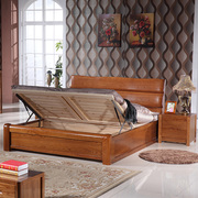 榆木床全实木床双人床1.8米高箱储物床厚重款现代中式水曲柳床