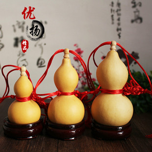 天然开口酒葫芦摆件装酒具带中国结装饰手捻葫芦挂件手把文玩葫芦