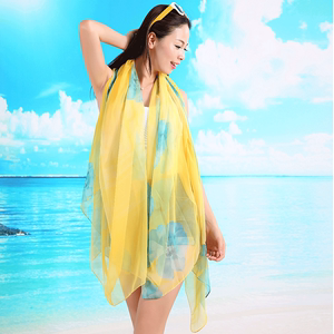 夏季春秋防晒丝巾海边沙滩巾长款空调披肩女纱