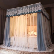 床帘蚊帐一体式家用物理，防尘顶卧室遮光加厚落地公主，风床幔带支架