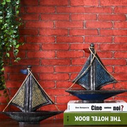 地中海风格复古树脂帆船，模型摆件创意家居装饰商务，开业工艺品摆设