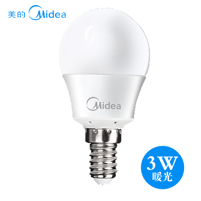超市美的LED节能灯泡3W E14小螺口球泡照明