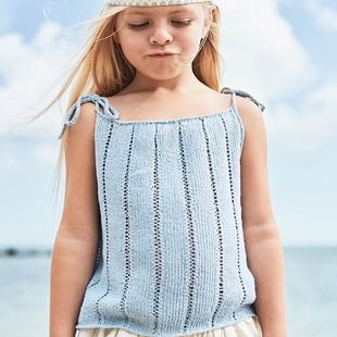 sandnestynnline儿童竖条纹吊带背心2-10岁diy手工织毛衣材料包