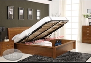 水曲柳全实木高箱床1.8米中式双人床定制储物箱体床气动箱体床